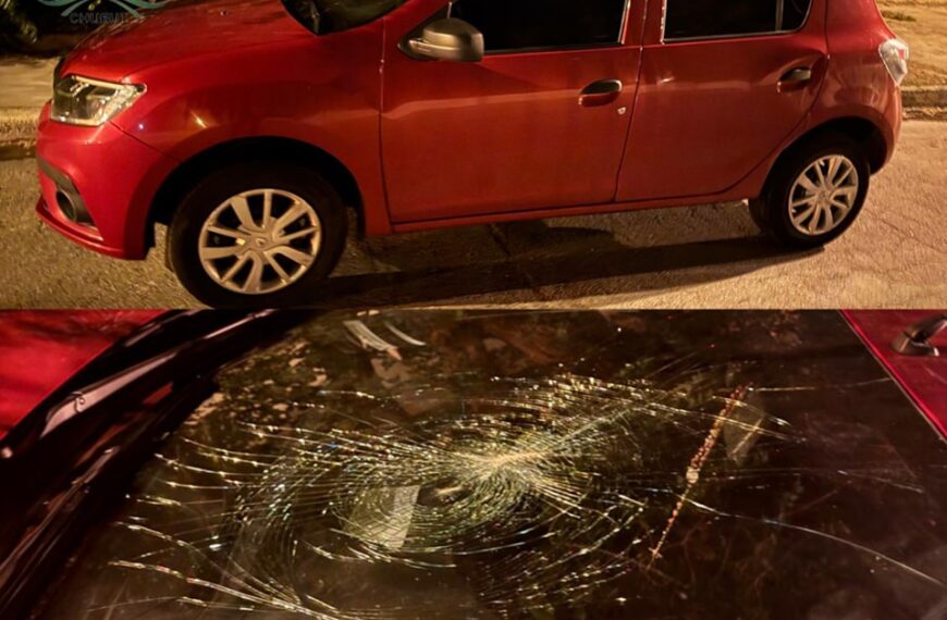 Rompía parabrisas en la vía pública y fue detenido