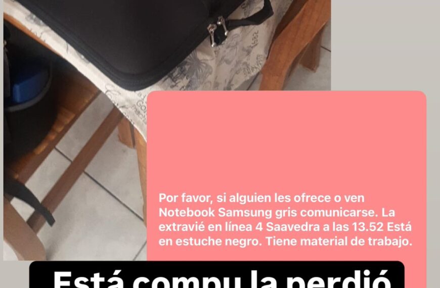 Se extravió una computadora en colectivo