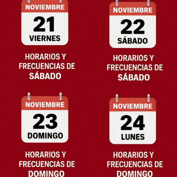 Expreso Rada Tilly informa los horarios y frecuencias especiales del 21 al 24 de noviembre