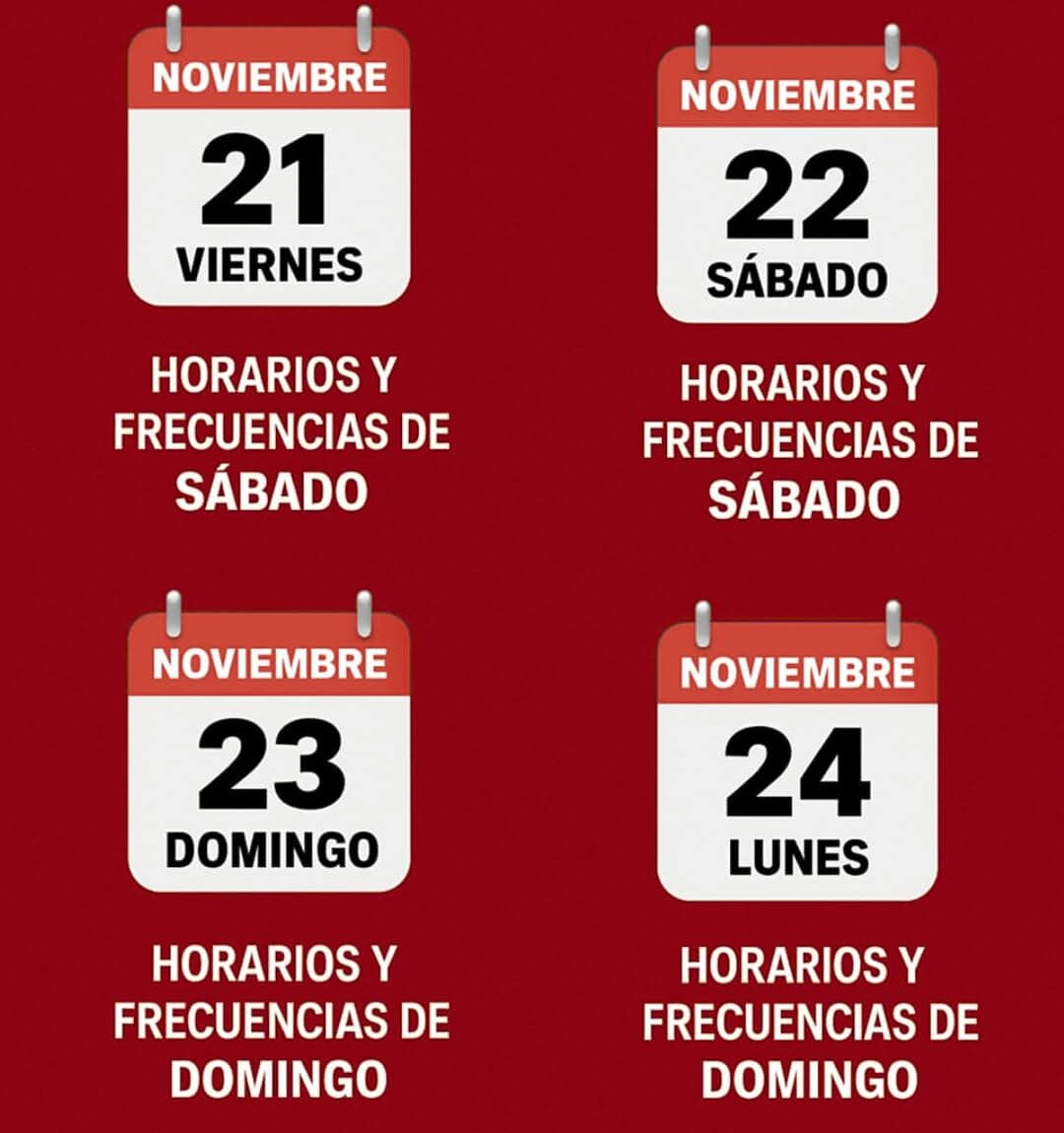 Expreso Rada Tilly informa los horarios y frecuencias especiales del 21 al 24 de noviembre