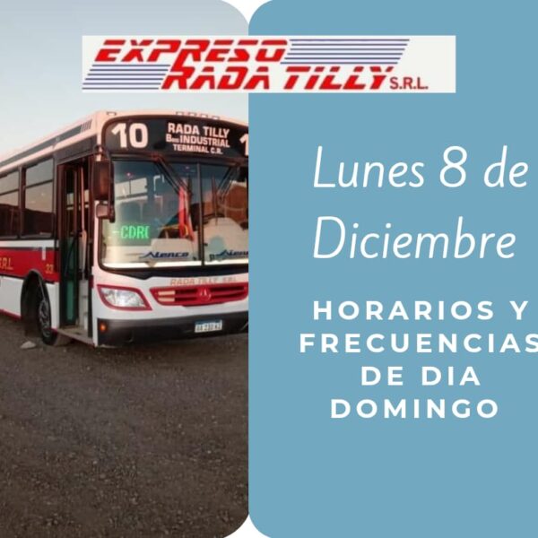 Expreso Rada Tilly ajusta el servicio de transporte por el feriado del 8 de diciembre