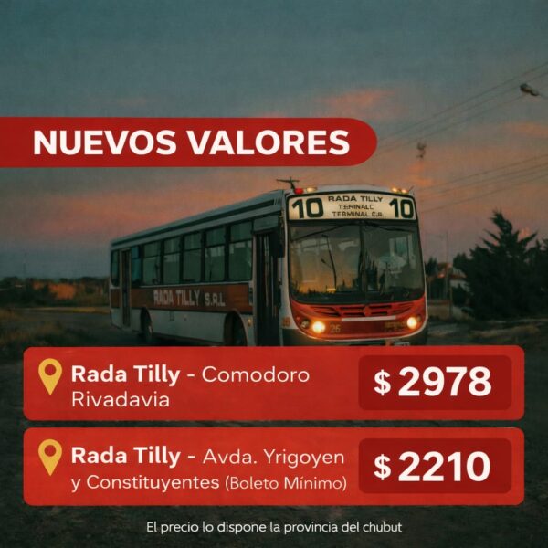 Aumentó el boleto del Expreso Rada Tilly por disposición de la Provincia del Chubut