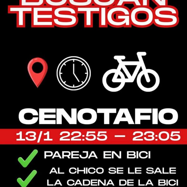 Convocan a testigos para identificar a una pareja que circulaba en bicicleta en la zona del Cenotafio