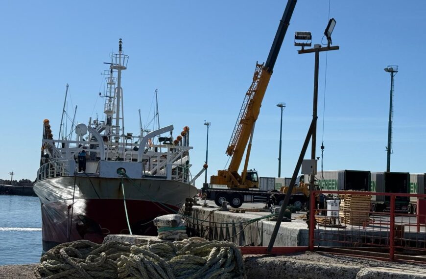El “Fu Yuan Yu 7666” abrió hoy la temporada con 735 toneladas de calamar en Comodoro Rivadavia