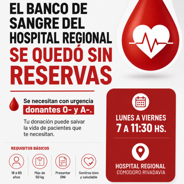El Banco de Sangre se quedó sin reservas