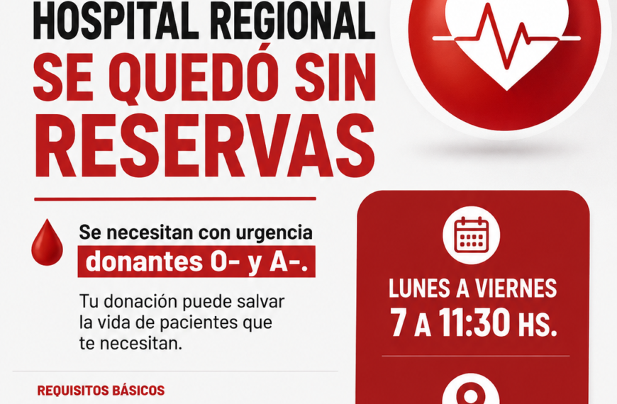 El Banco de Sangre se quedó sin reservas