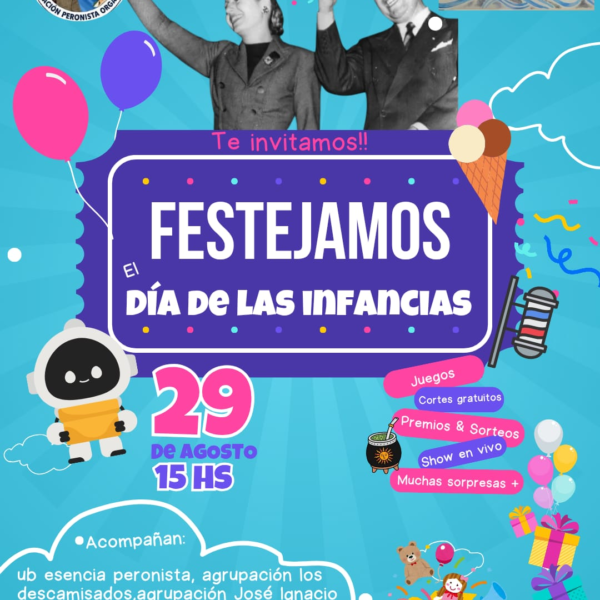 La Unidad Básica Generación Peronista Organizada celebrará el Día de las Infancias con una jornada solidaria en la Plaza Padre Corti