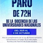 Paro docente universitario por 72…