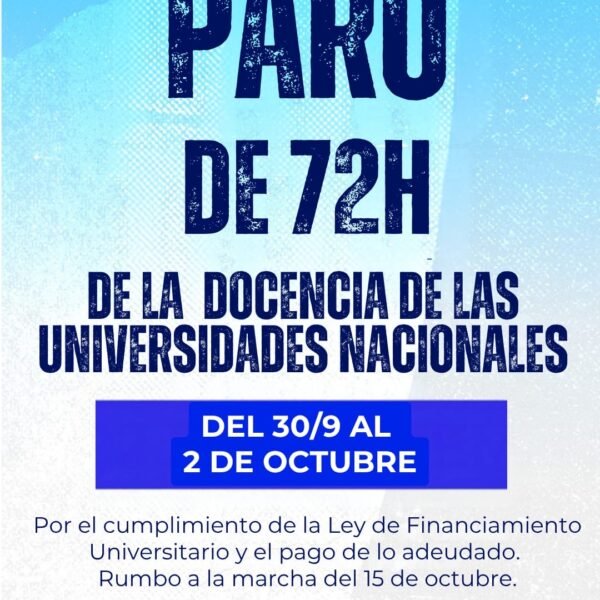Paro docente universitario por 72 horas