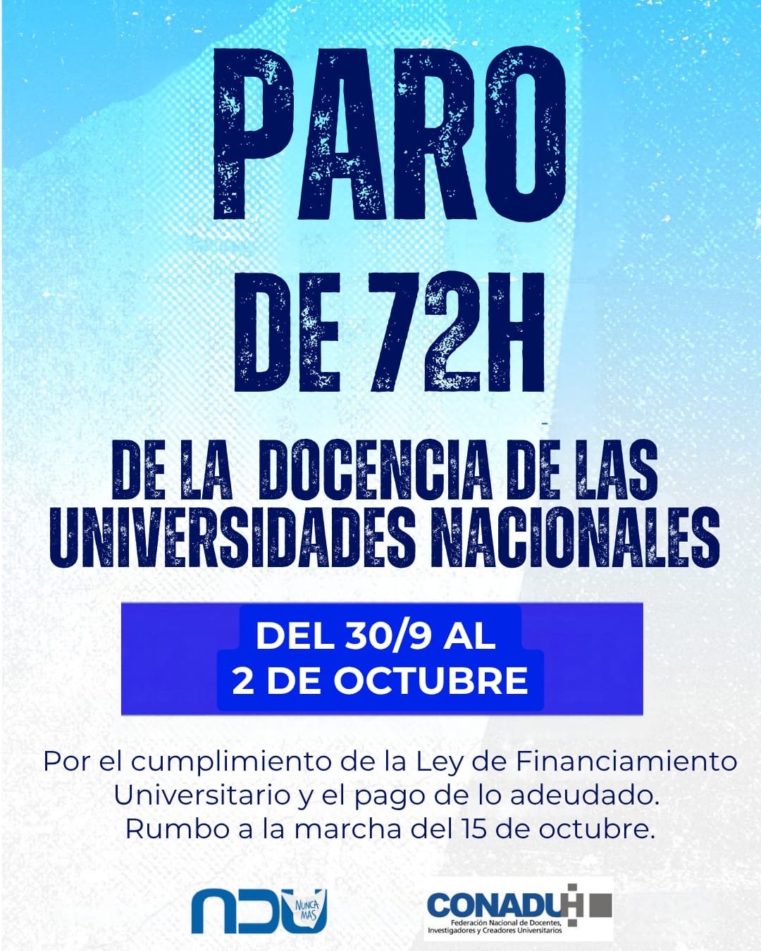 Paro docente universitario por 72 horas